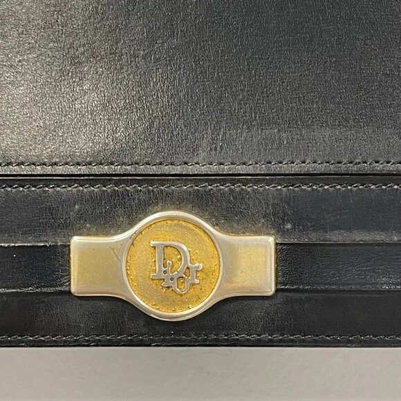 Christian Dior Vintage Black Leather Shoulder Bag w/ Adjustable Strap - Preowned - Picture 2 of 14